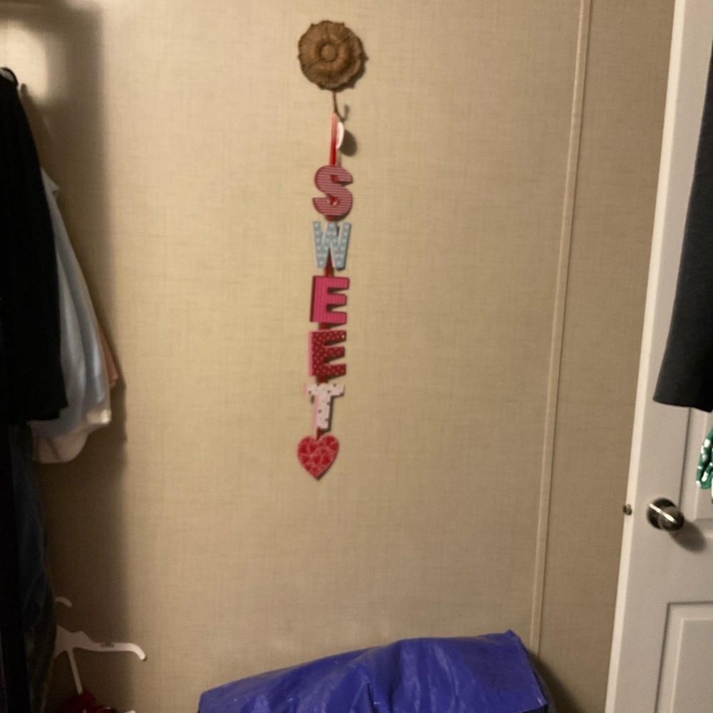 Charming 'Sweet' Wall Hanging in Pink and Red